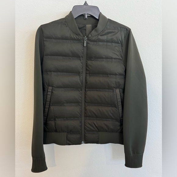 Lululemon Down & Around Green Bomber Jacket (Reversible) Sz 8 - Picture 4 of 15